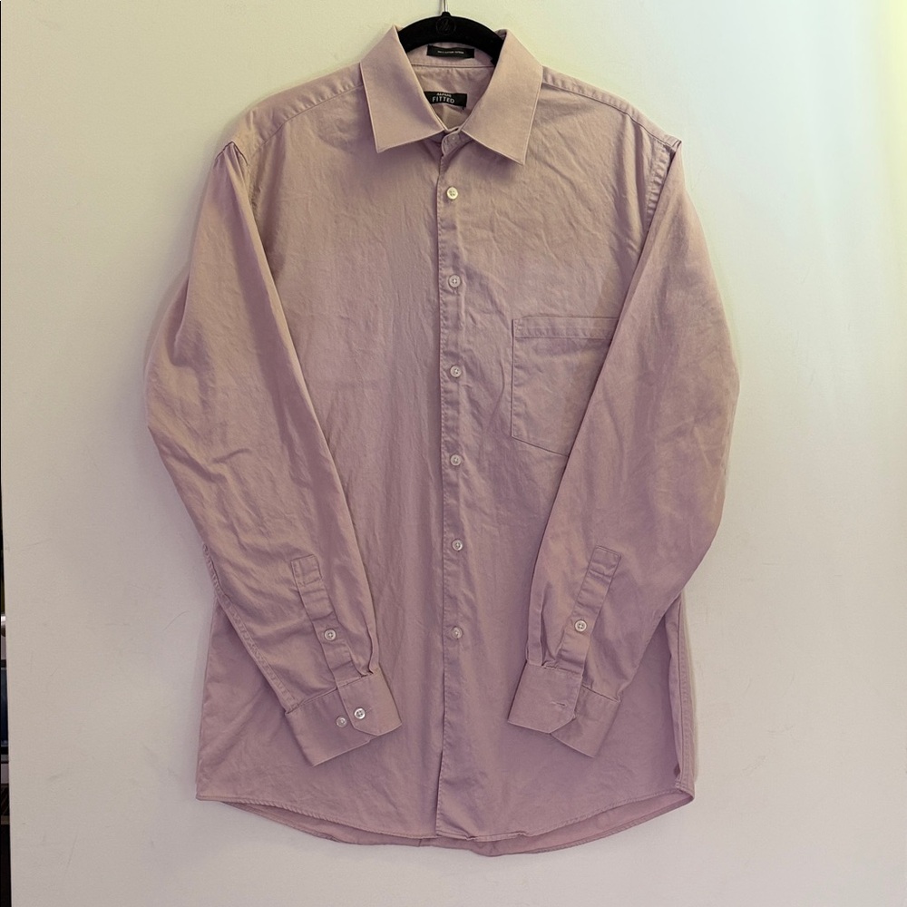 Alfani Men's Soft Pink Button Down Fitted Shirt Medium